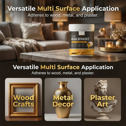 49% OFF Today | Water-Based Flash Gold Paint Metallic Shine for Canvas, Wood & Ceramic