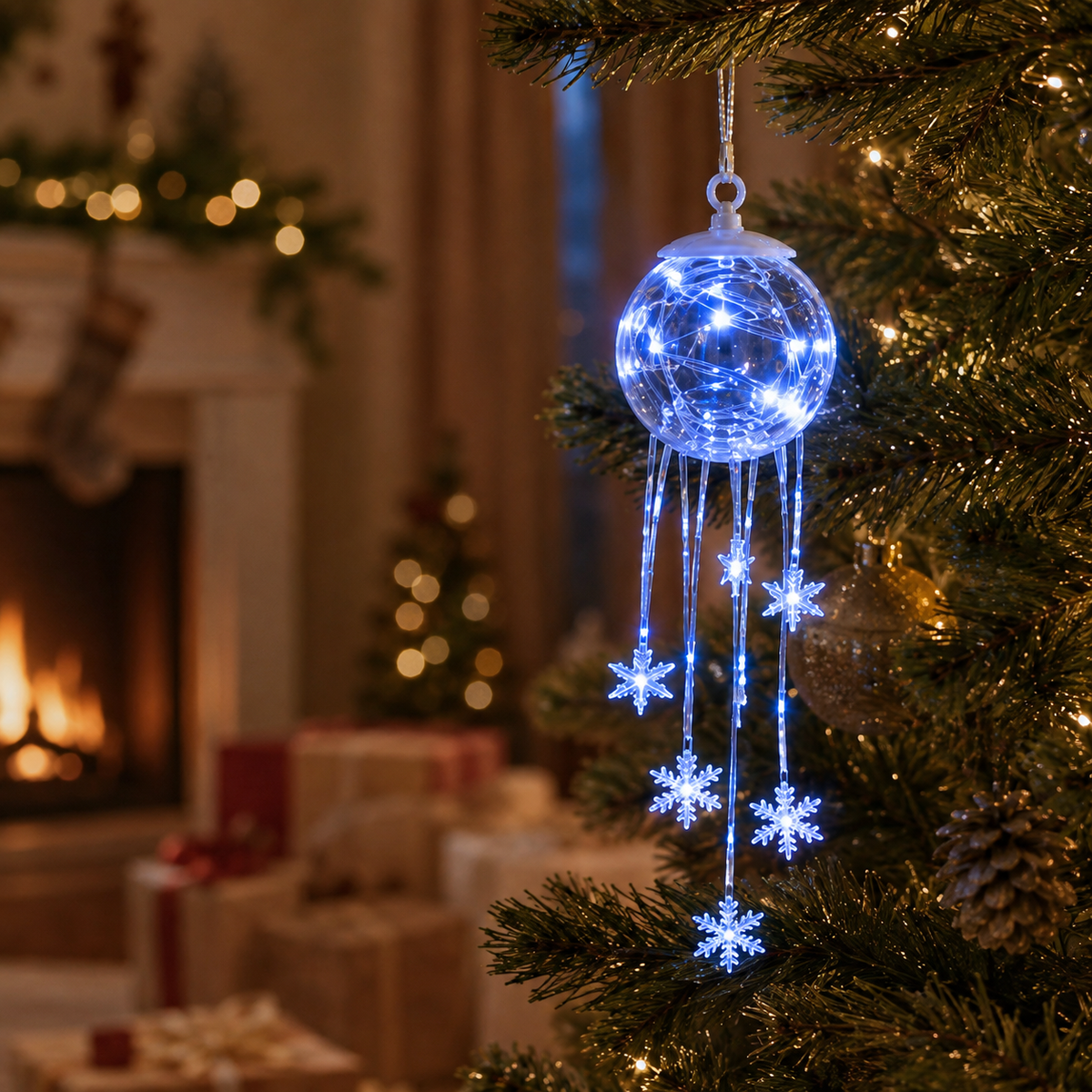 Winter Magic Snowflake Cascade – LED Hanging Christmas Ornament