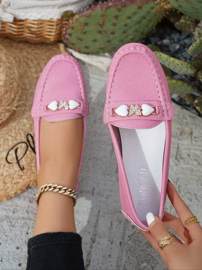 Women's Rubber Flats – Round Toe, Low Heel, Slip-On