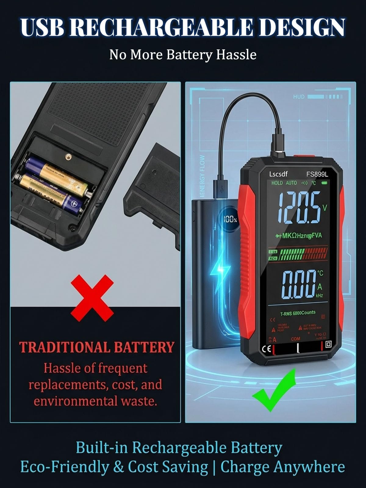 Hot Sale 50% OFF | USB Rechargeable Digital Multimeter | Smart Electrical Testing Made Easy