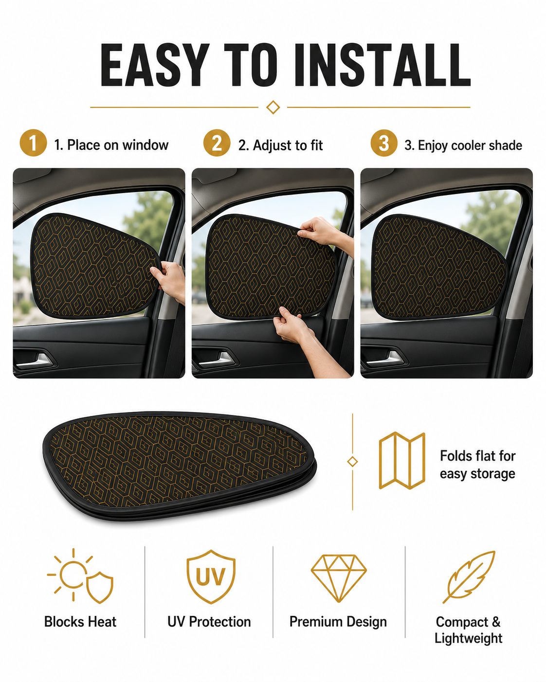 Premium Car Side Window Sunshade – UV Blocking Privacy Cover