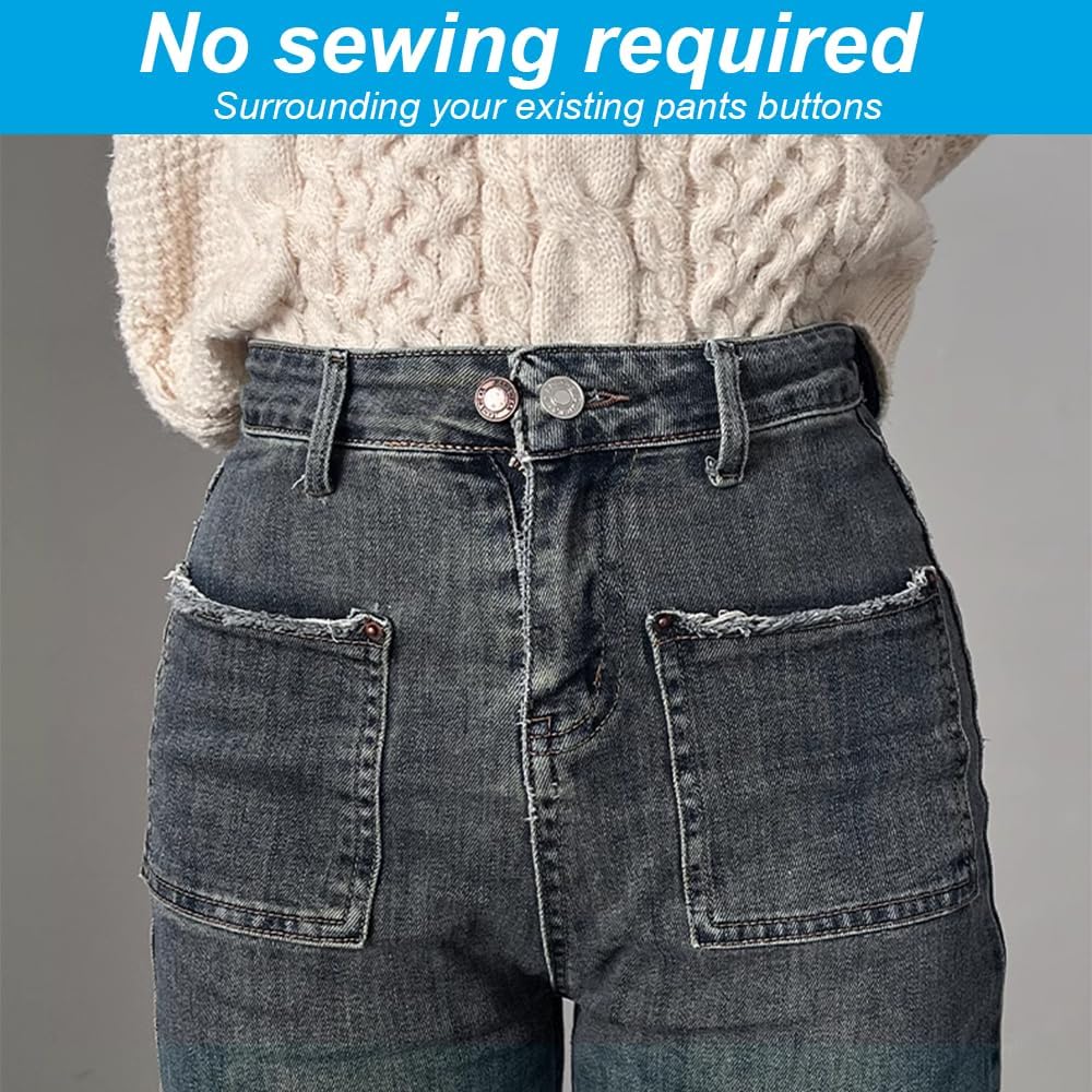 8-Piece Metal Button Extenders for Jeans & Pants