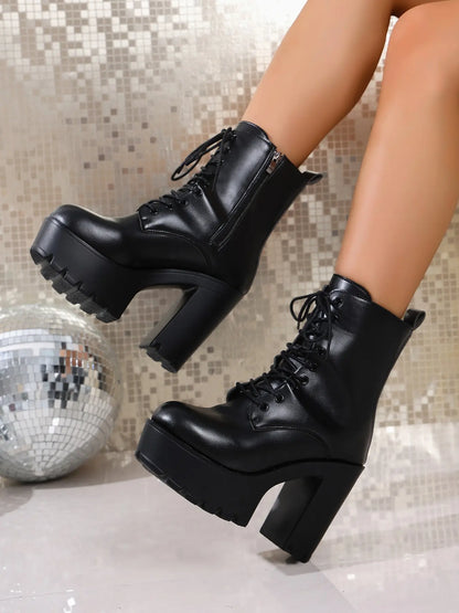 Women's Boots – Platform, Chunky Sole, Lace-Up