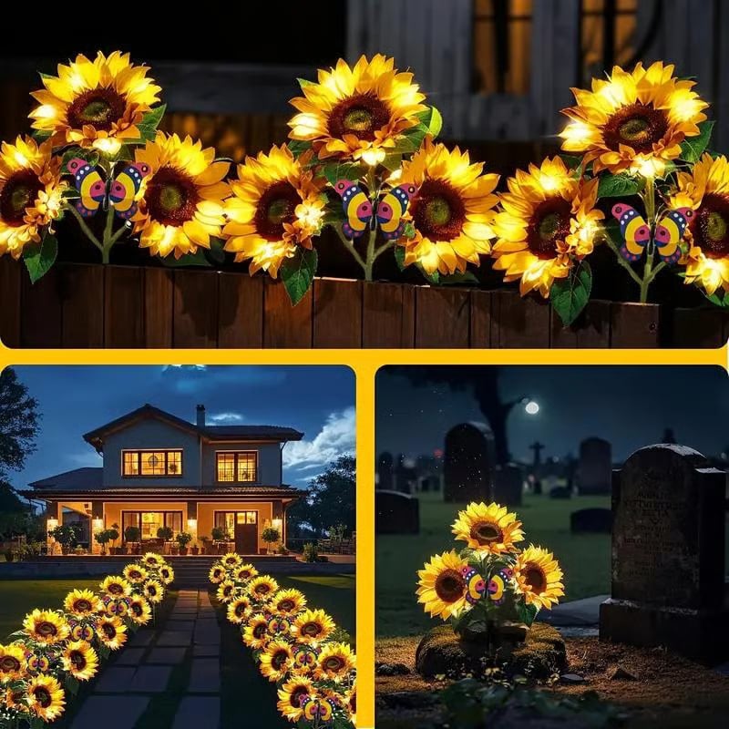 Solar LED Sunflower Garden Lights, Realistic Night Glow for Yard, Lawn, Patio and Porch Decoration, Waterproof IP65