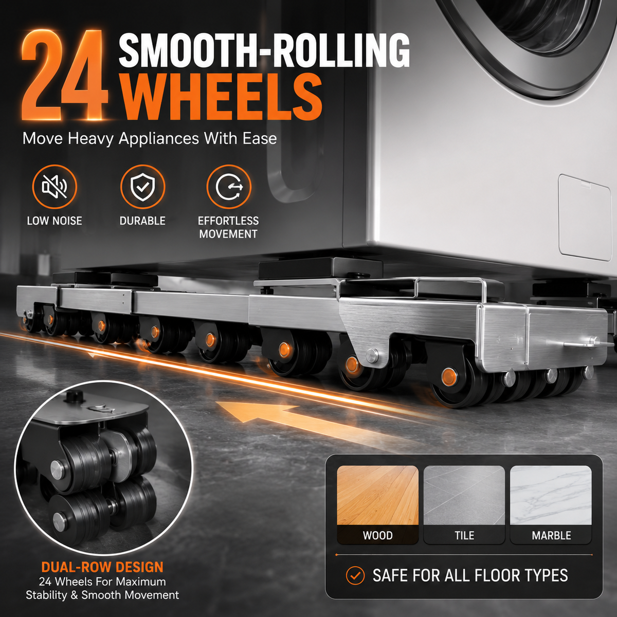 2-Pack Adjustable Telescopic Heavy Duty Metal Frame Appliance Moving Dolly