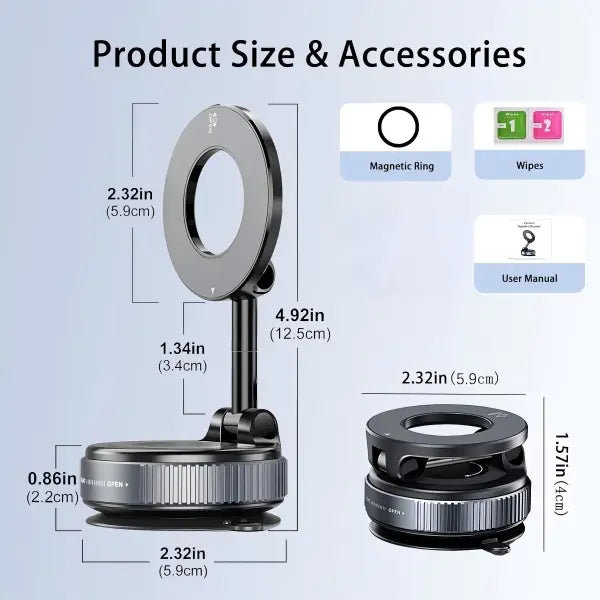 Universal Magnetic Phone Mount with Strong Vacuum Suction