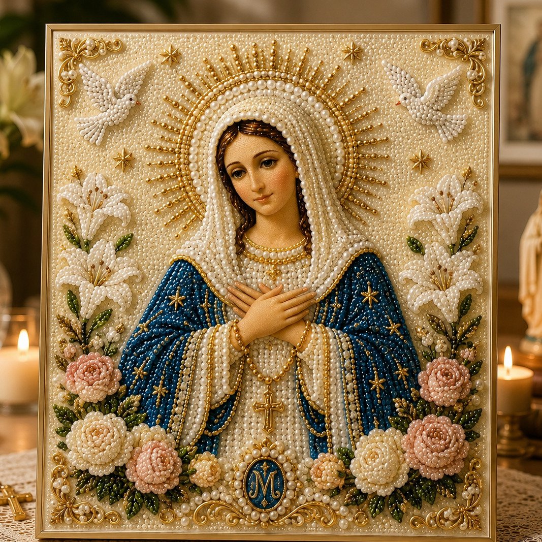 Icon of the Virgin Mary with the Divine Pearl – A Peaceful, Reliable DIY Gift