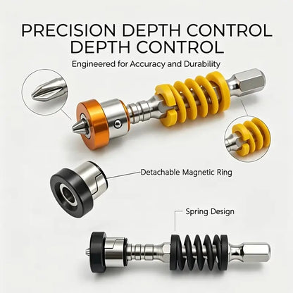 5-Pack Spring-Loaded Magnetic Screwdriver Bits | Quick-Release Positioning Drill Bits