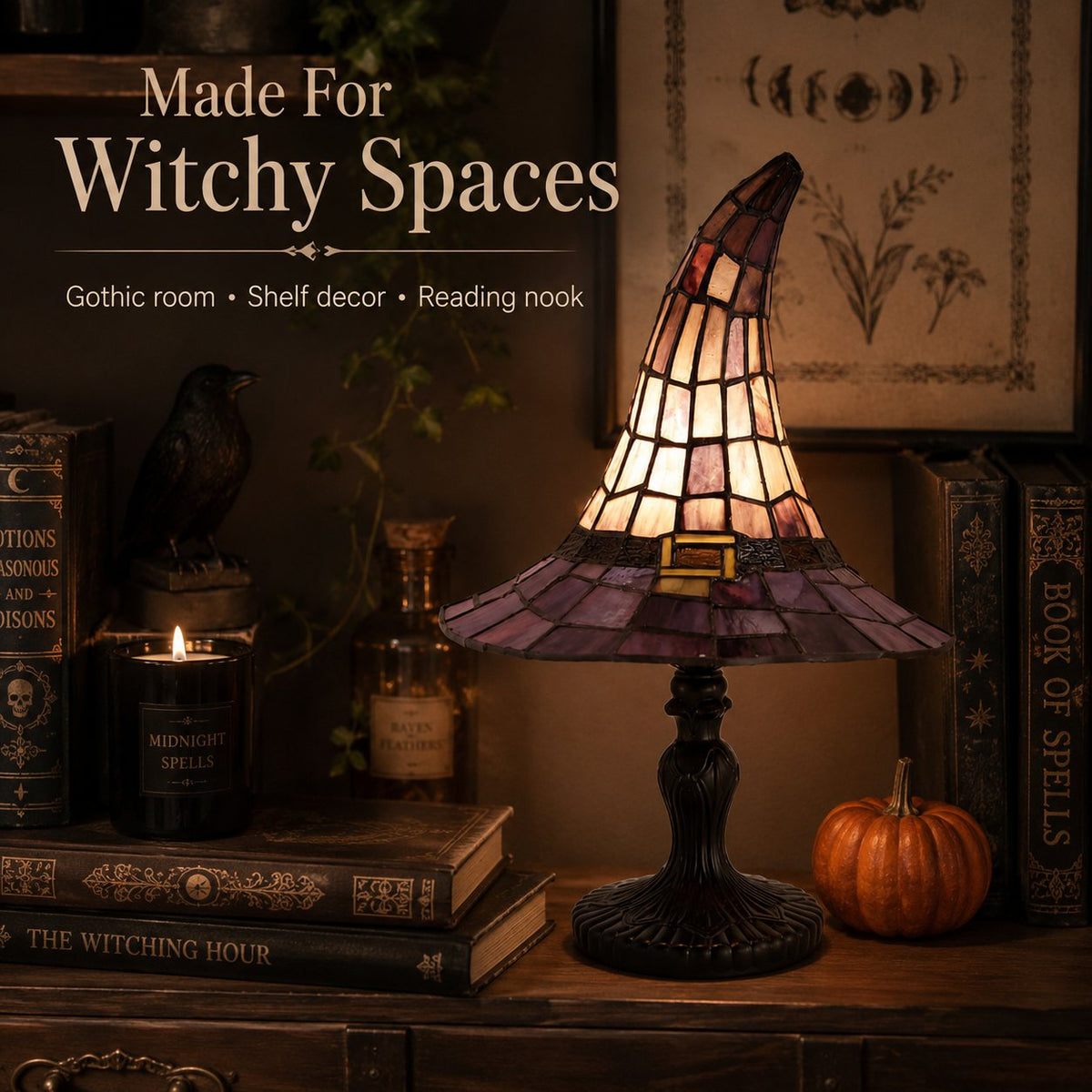 Stained-Resin-Style Witch Hat Lamp