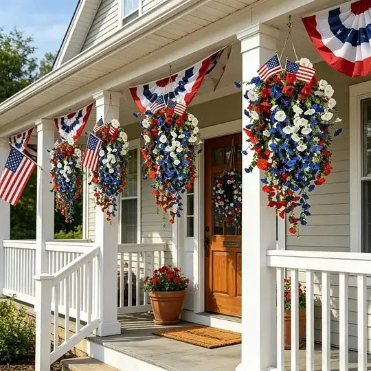 Over 50,000 Sold! Pre-Lit Patriotic Artificial Flower Set - Honor America's 250th Anniversary