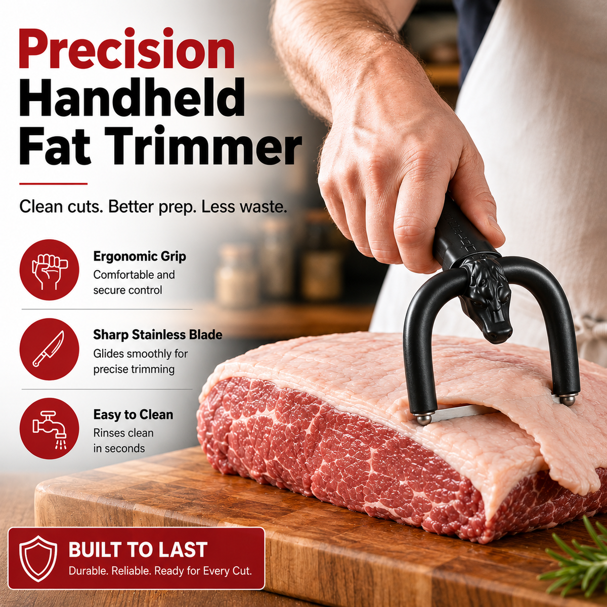 Handheld Fat Trimmer for Beef & Pork BBQ Prep