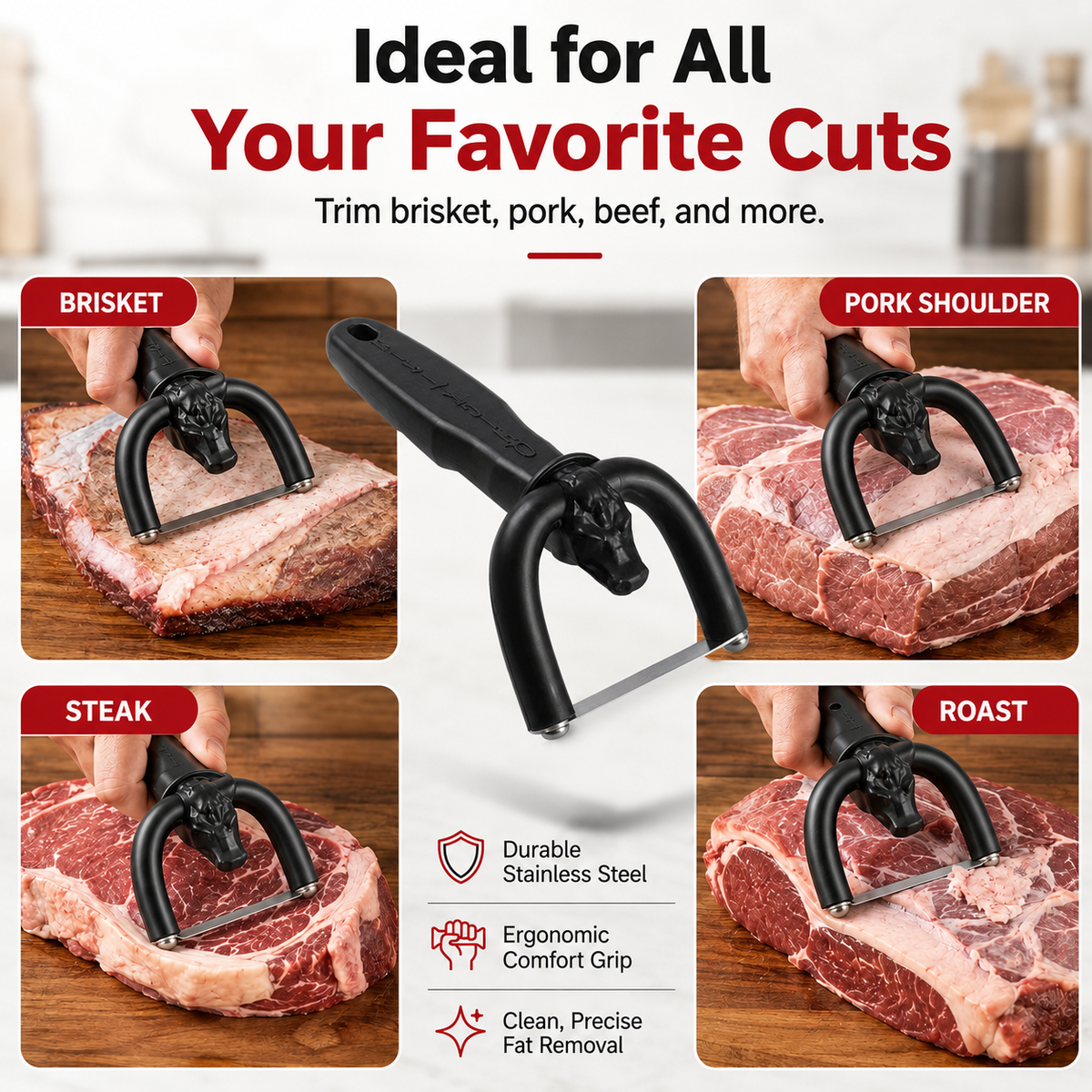 Handheld Fat Trimmer for Beef & Pork BBQ Prep