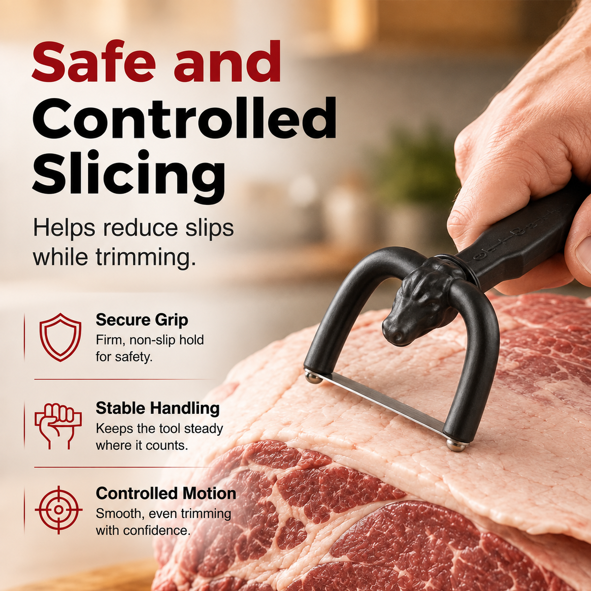 Handheld Fat Trimmer for Beef & Pork BBQ Prep