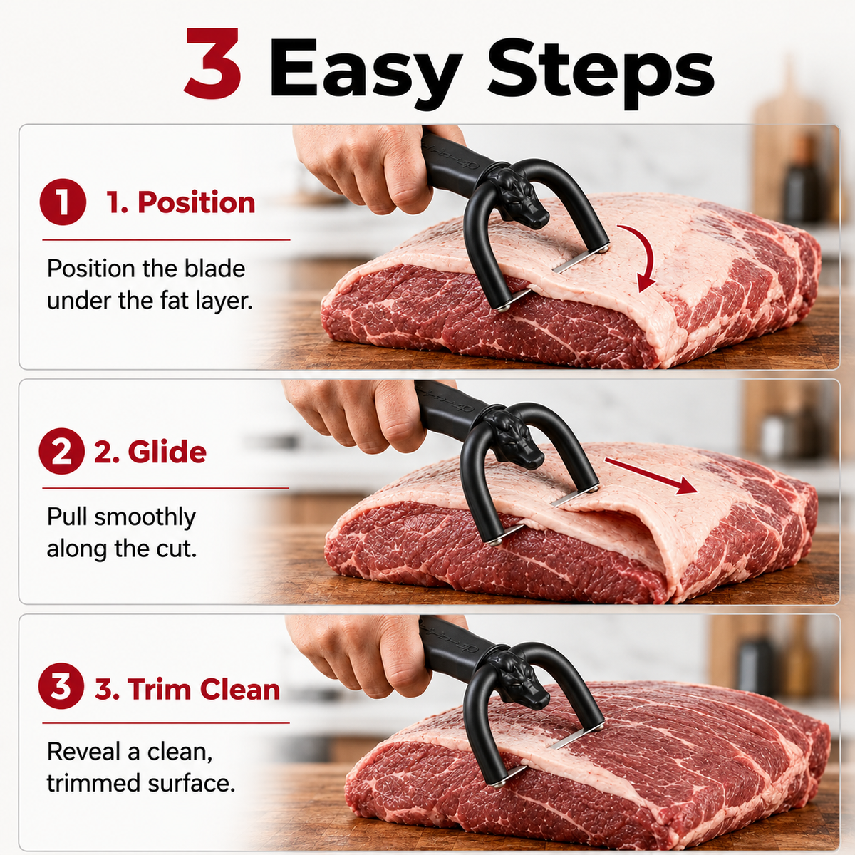 Handheld Fat Trimmer for Beef & Pork BBQ Prep