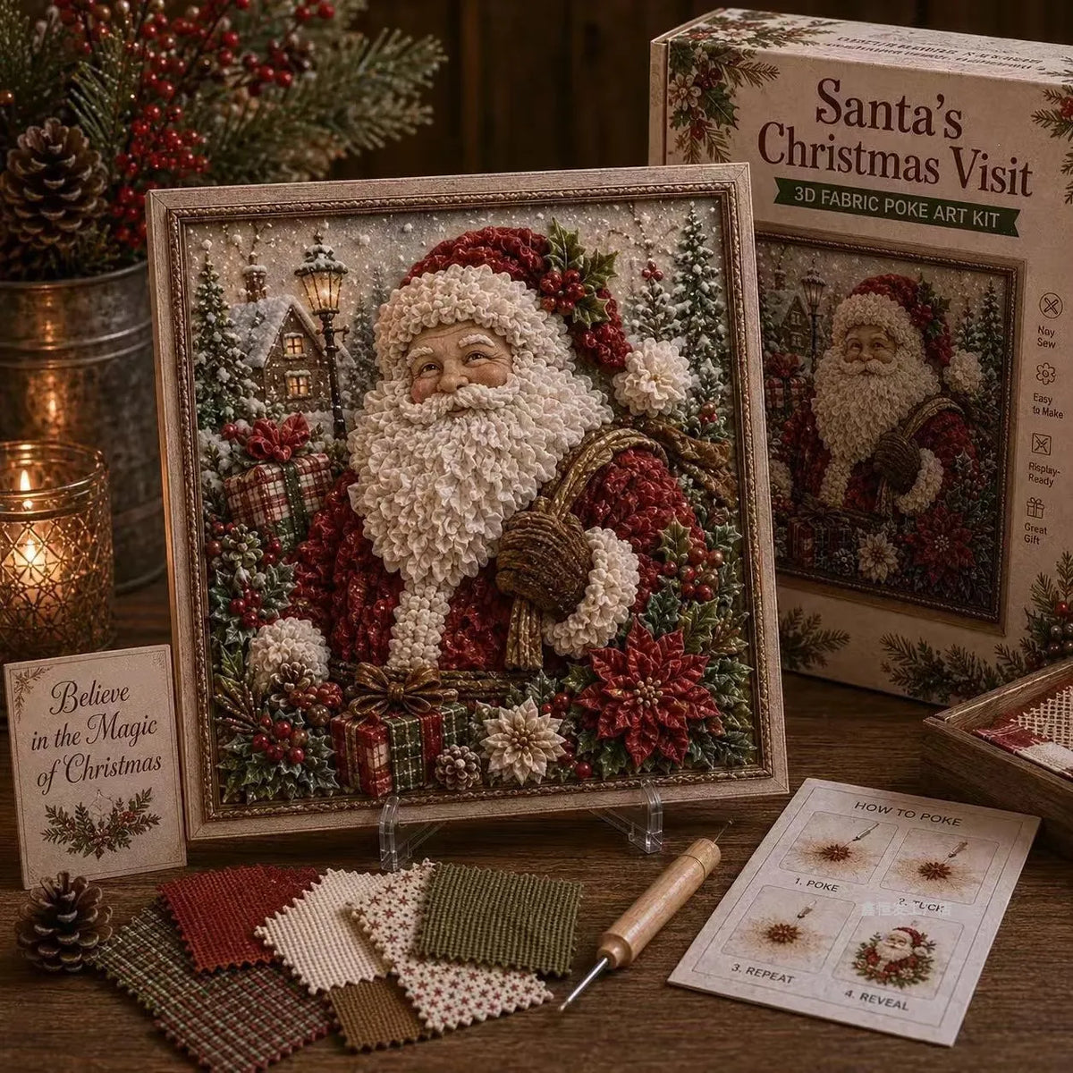 Premium 3D Christmas Fabric Poke Art Kit