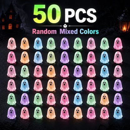 Glow In Dark Cute Ghost Resin Bead Set, Random Pattern Luminous Decorative Charms