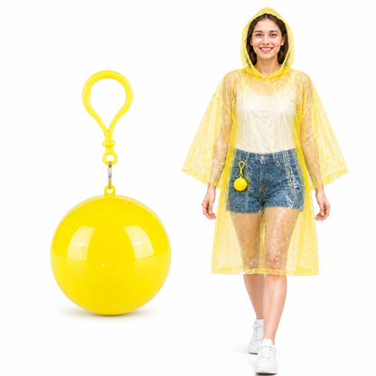 Portable Rain Poncho Ball Waterproof Hooded Raincoat Clip‑On Case