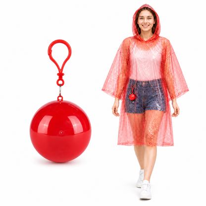 Portable Rain Poncho Ball Waterproof Hooded Raincoat Clip‑On Case
