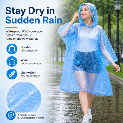 Portable Rain Poncho Ball Waterproof Hooded Raincoat Clip‑On Case