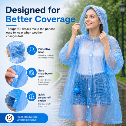 Portable Rain Poncho Ball Waterproof Hooded Raincoat Clip‑On Case