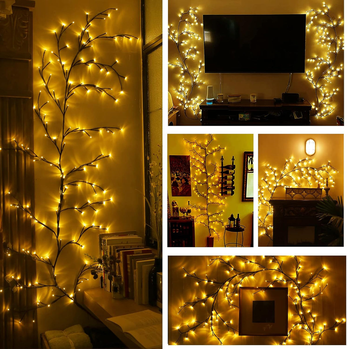 8FT Indoor Easter Vine String Lights – 96 Warm White LEDs, Plug-In Powered – Willow Branch Design for Indoor Easter Décor