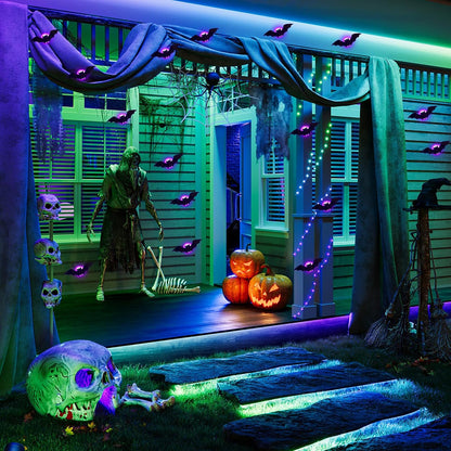 3D Bat Light LED Decorations, Halloween Spooky Ornaments, Bendable Wall Stickers