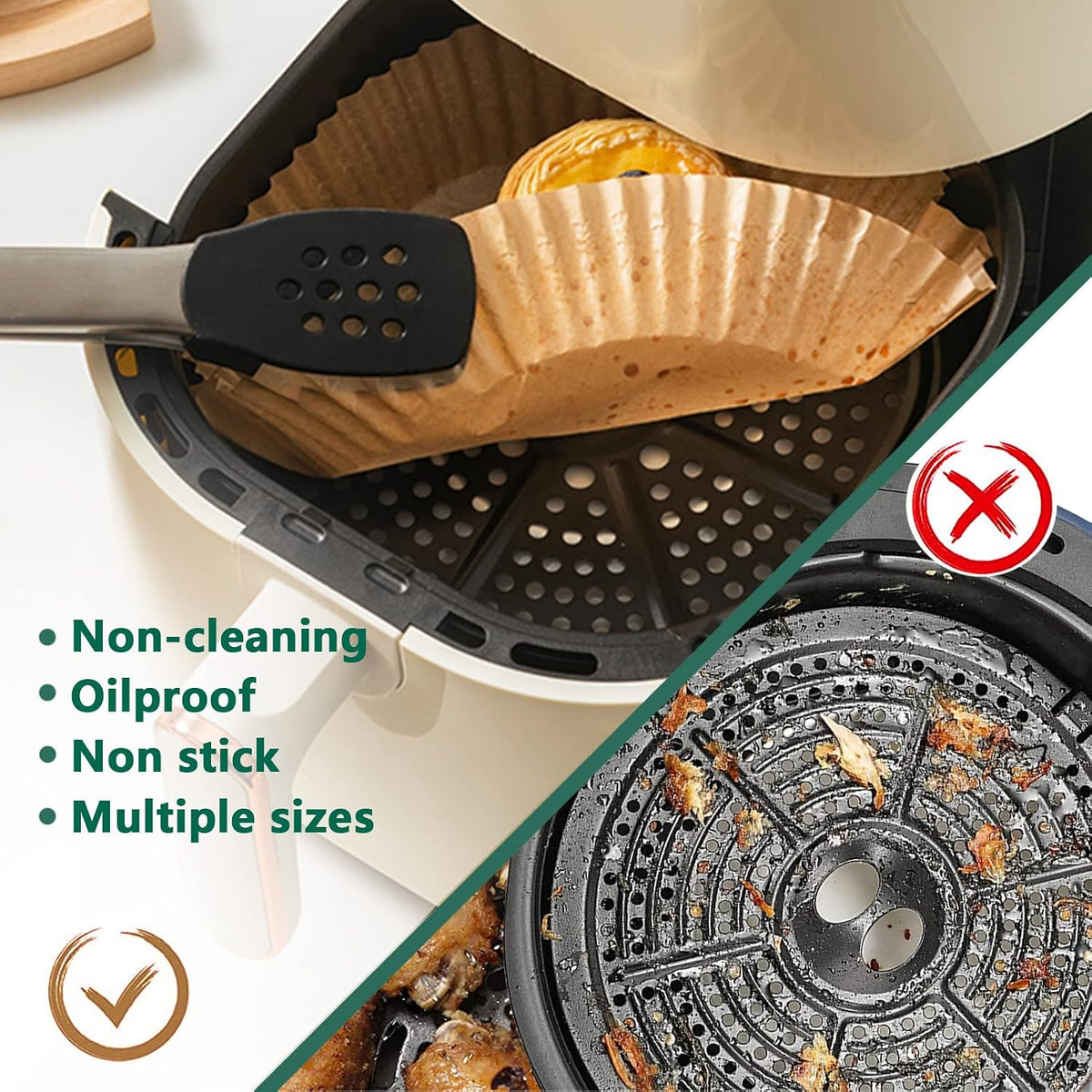 100Pcs Parchment Paper,Air Fryer Paper Liners, Air Fryer Liners Disposable for Microwave