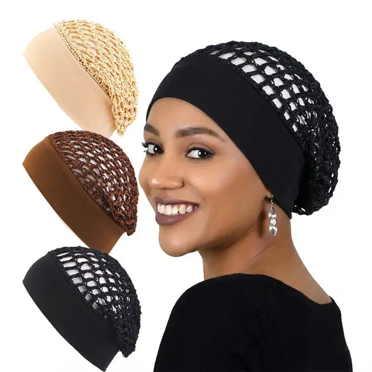 Humwam 3-Piece Stretchy Wide-Edge Sleeping Cap Set