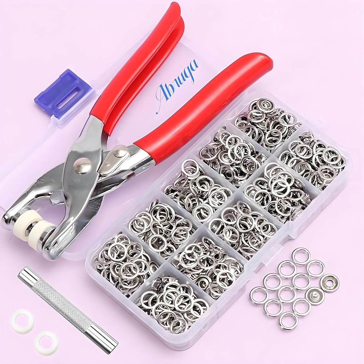 100pcs Invisible Colored Metal Buckle & 1 Count Manual Pressure Pliers