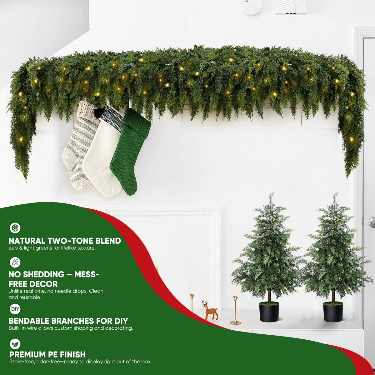 2026 Christmas SALE Pre-lit Christmas Cedar Garland