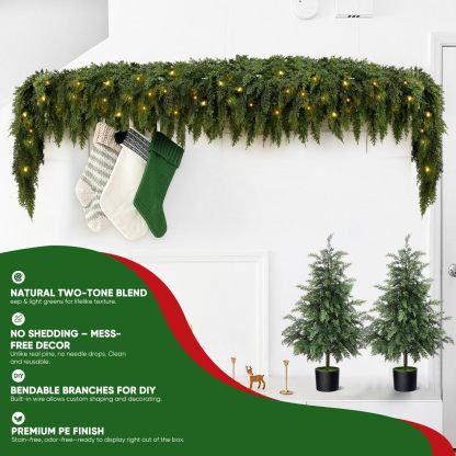 2026 Christmas SALE Pre-lit Christmas Cedar Garland