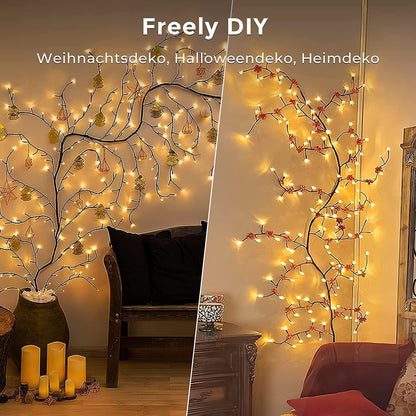 8FT Indoor Easter Vine String Lights – 96 Warm White LEDs, Plug-In Powered – Willow Branch Design for Indoor Easter Décor