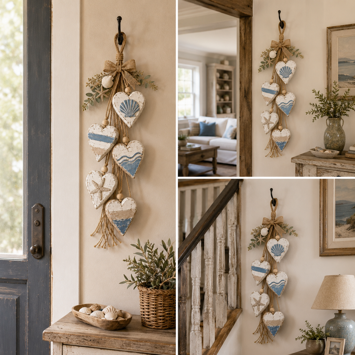 LED Hanging Heart Wall Decor – Warm Glowing Rustic Home Accent