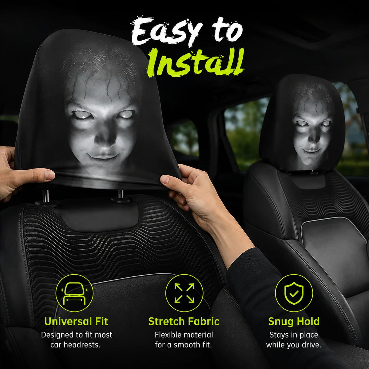 LAST DAY SALE 49% OFF- Funny Cartoon Car Headrest Covers – 2PCS Universal Fit