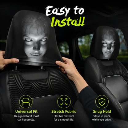 LAST DAY SALE 49% OFF- Funny Cartoon Car Headrest Covers – 2PCS Universal Fit