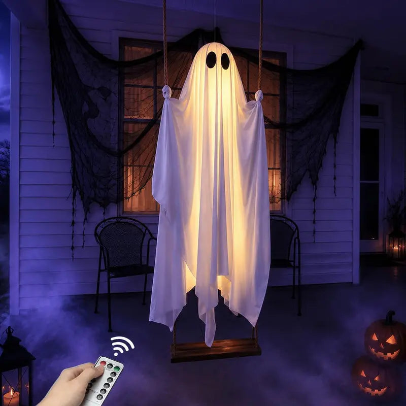 5FT Lighted Hanging Ghost Swing – Outdoor Halloween Decor