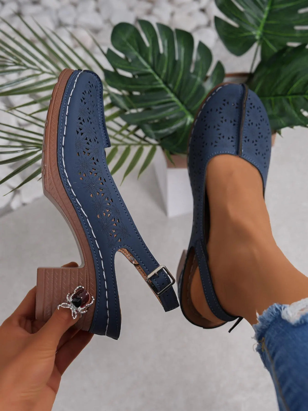 Women's Wedge Sandals – Cut-Out, High Heel