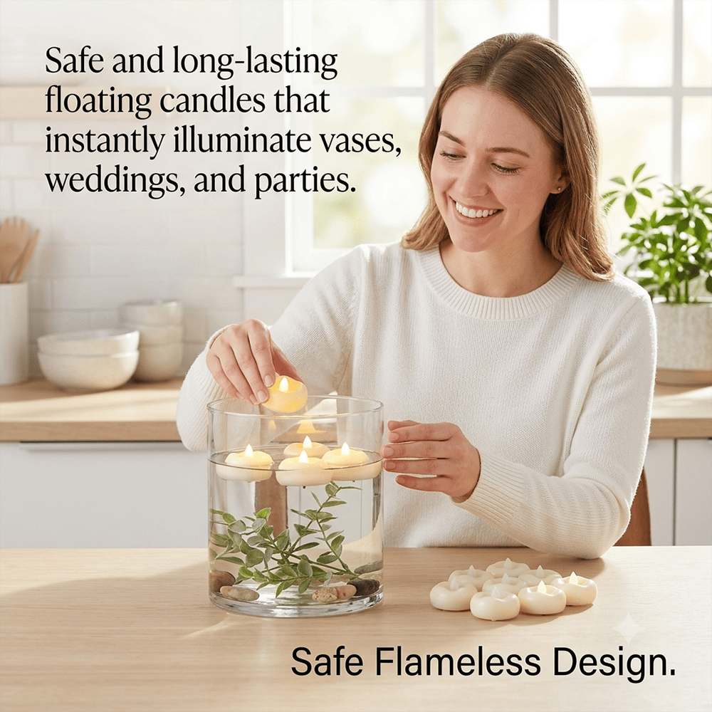 Water-Activated Floating LED candle shape – Flameless Waterproof Ambiance for Any Occasion