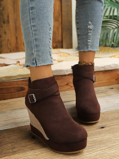 Women's Ankle Boots – Chunky Sole, Wedge, Zip