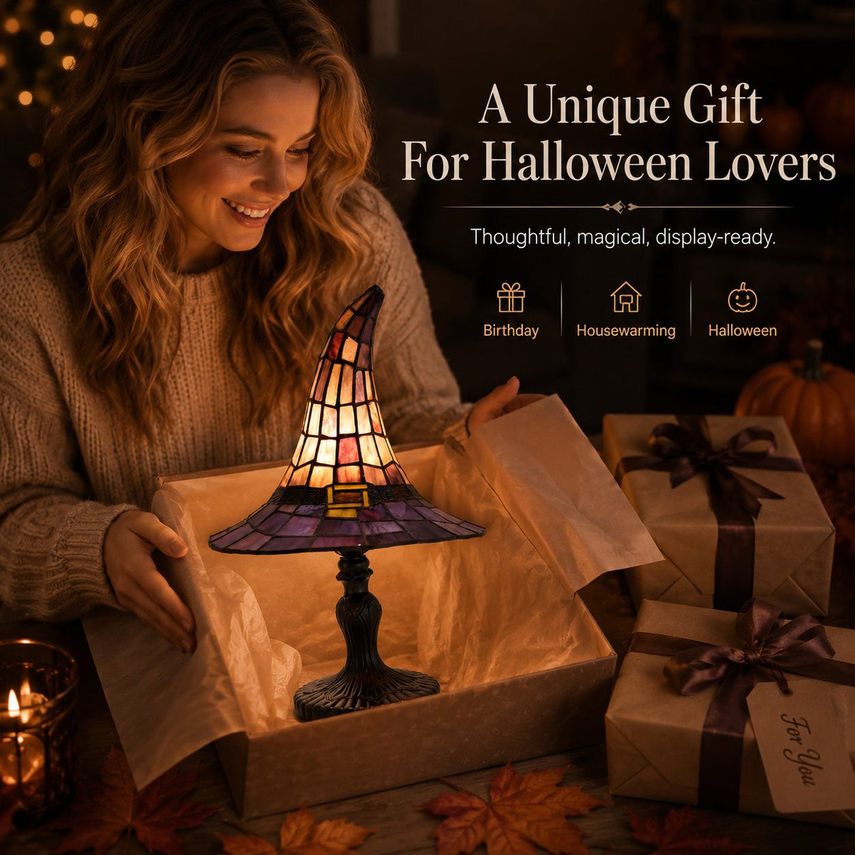 Stained-Resin-Style Witch Hat Lamp