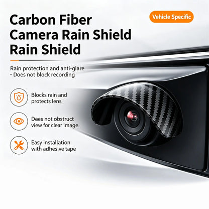 2PCS Car Reverse Camera Rain Cover, Anti‑Fog Waterproof Protection Hood, Carbon Fiber Texture