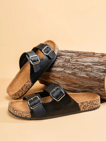 Unisex Faux Leather Sandals – Open Toe, Non-Slip, Lightweight