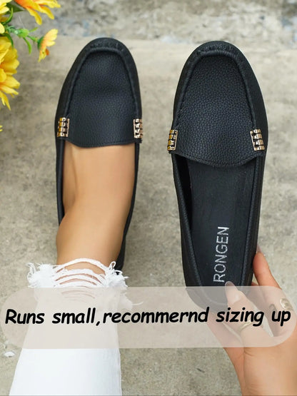 Women's Flats – Round Toe, Low Heel, Slip-On