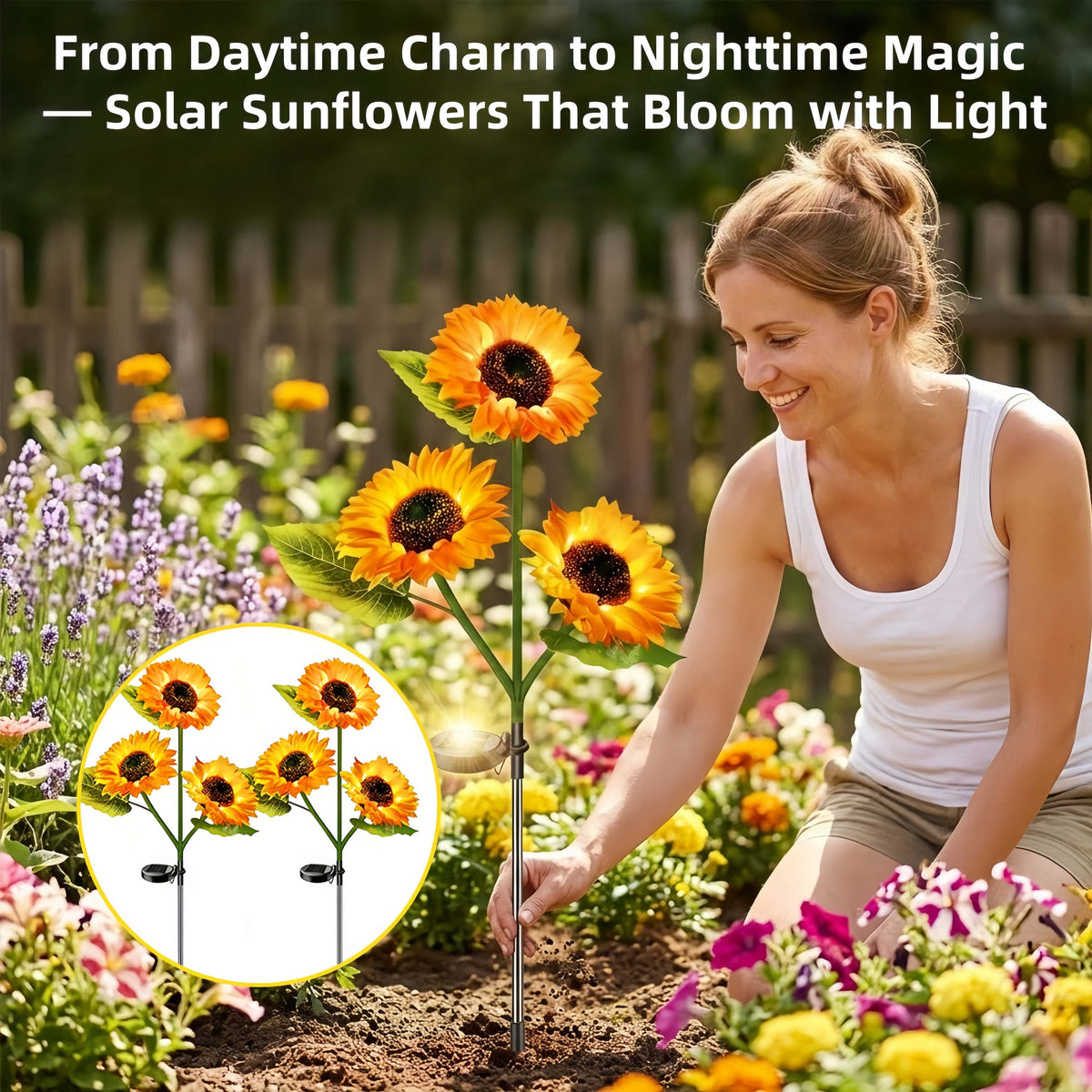 Solar Sunflower Garden Lights – Realistic LED Flower Stakes