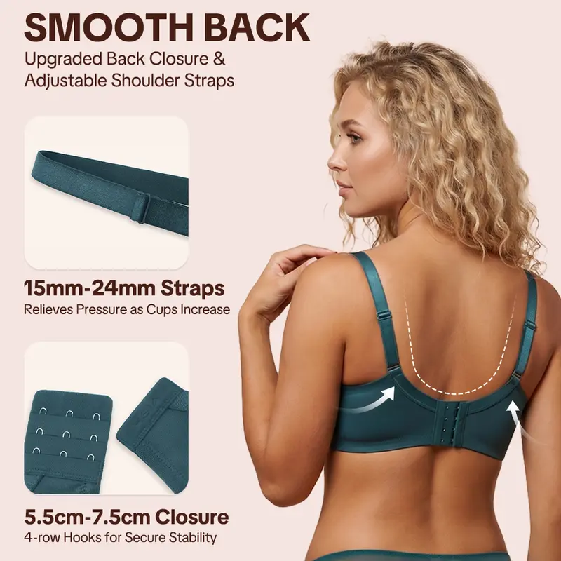 Enchante Floral Lace Plus Size Underwire Unlined Unpadded Minimizer Full Coverage Bra Women's Wear Comfortable Breathable Mesh Cup