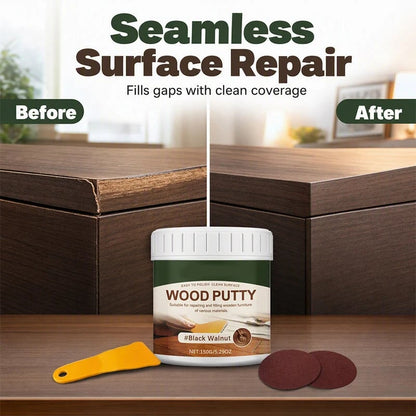 Wood Repair Filler Putty – Fills Cracks & Chips, Smooths Surfaces, Blends with Dark Wood