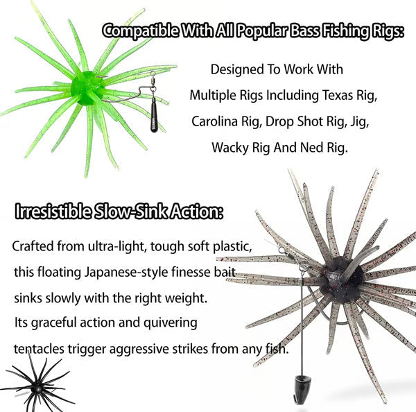 3 PCS Biomimetic Floating Sea Urchin Soft Fishing Lure
