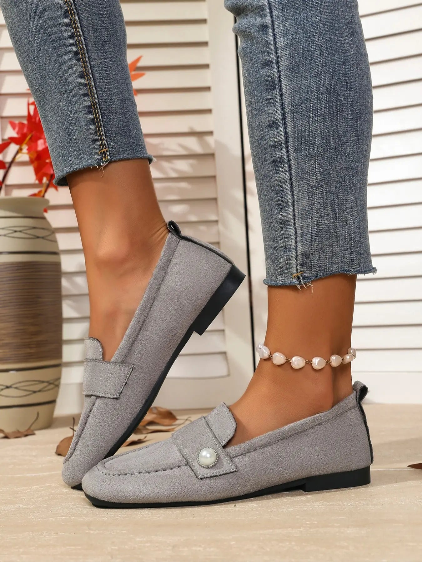 Women's Faux Leather Mary Jane Flats – Square Toe