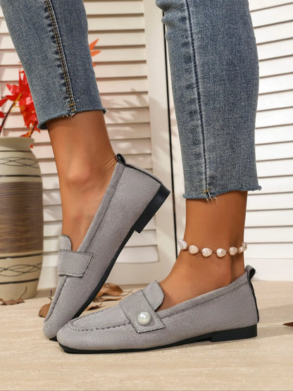 Women's Faux Leather Mary Jane Flats – Square Toe