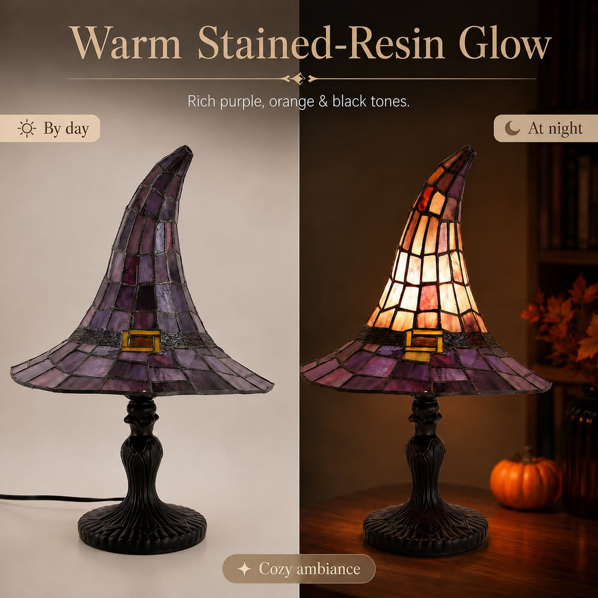Stained-Resin-Style Witch Hat Lamp